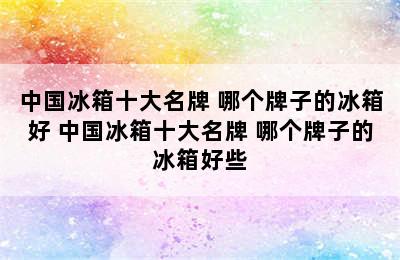 中国冰箱十大名牌 哪个牌子的冰箱好 中国冰箱十大名牌 哪个牌子的冰箱好些